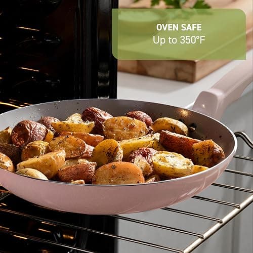 T-Fal Refresh Ceramic Pots and Pans Set, Nonstick Cookware, 20-Piece, Oven Safe to 350°F, Ceramic Cookware Set, Stockpot, Griddle, Frying Pans, Utensils, Dusty Rose thumbnail 7