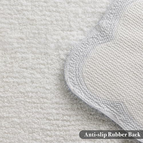 Luxury Microfiber Bathroom Rugs, White Bath Rug with Blue Scalloped Piping Cute Aesthetic Preppy Bath Mat for Bathroom, Tub, Floor Carpet, Sink, Shower, Anti Slip, Absorbent, 32x20 thumbnail 5