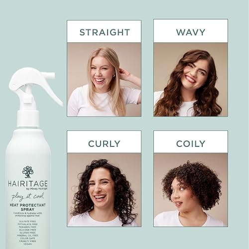 Hairitage Heat Protectant Spray for Hair - Up to 450 Degree Protection + Hydrates + Strengthens Hair - Leaves Hair Smooth + Shiny after Styling - For All Hair Types + Heated Styling Tools - 6 fl oz thumbnail 4