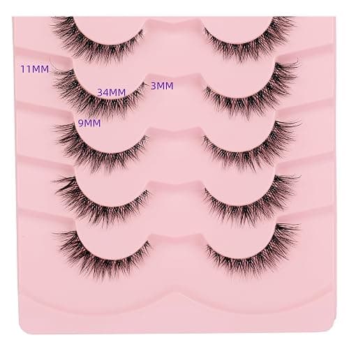 Gmagictobo Natural Lashes Short Wispy Cat Eye False Eyelashes Clear Band Fake Eyelashes Pack 7 Pairs Soft Strips Fake Eye Lashes thumbnail 3