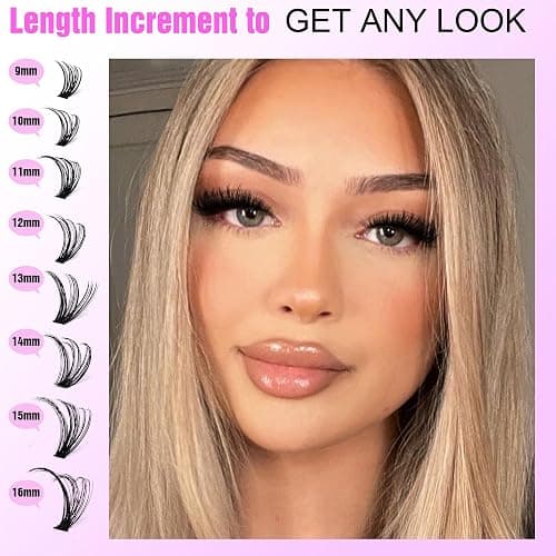 Pawotence Lash Clusters 280pcs Individual Lashes Cluster Eyelash Extensions 50D 9-16mm Mix Eyelash Clusters Lash Extension for Self Application at Home (50D, 0.07D, 9-16mm) thumbnail 5