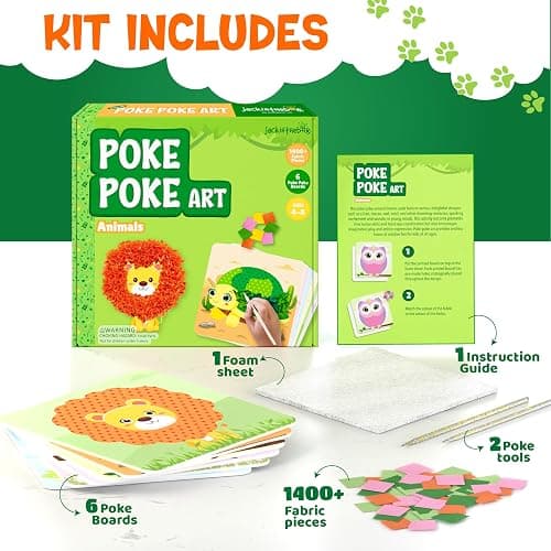 jackinthebox Poke Poke Art – Animals Theme, Mess-Free Fabric Art and Craft, Flower Pressing Kits, Gift for Kids, Girl Gifts, Boy Gift, Toys for Girls and Boys Ages 4 5 6 7 8 thumbnail 6