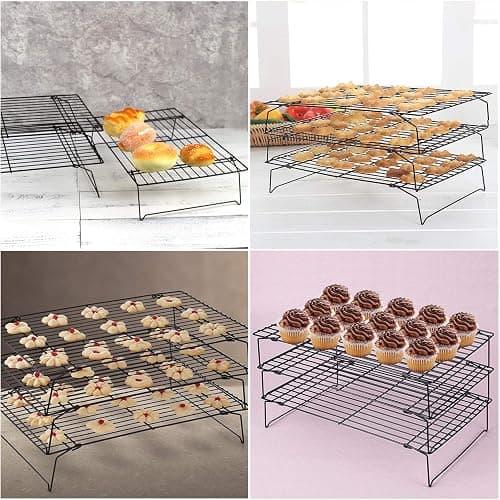 Cooling Rack, 3-Tier Stainless Steel Stackable Baking Cooking Cooling Racks for Cooling Roasting Grilling, Collapsible & Heavy Duty, Oven & Dishwasher Safe thumbnail 6