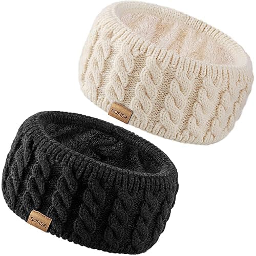 Sofier Winter Headbands for Women Knit Ear Warmers Soft Fuzzy Fleece Lined Cold Weather Ear Muffs Christmas Stocking Stuffers Gifts - Image 1