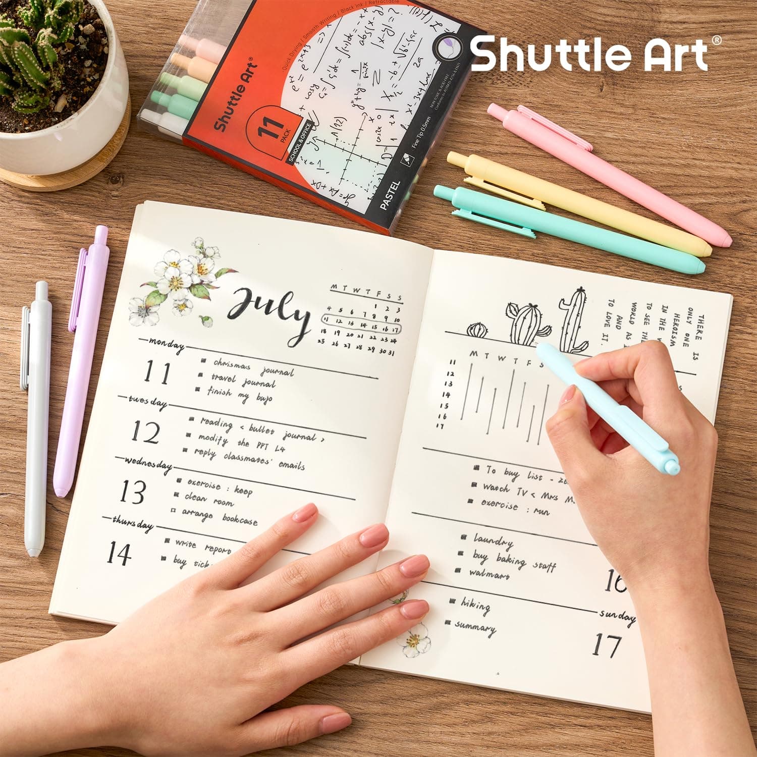 Shuttle Art Retractable Gel Ink Pens, 11 Pack Black Ink Pens, Cute Pens 0.5mm Fine Point for Writing Journaling Taking Notes School Office Home thumbnail 5