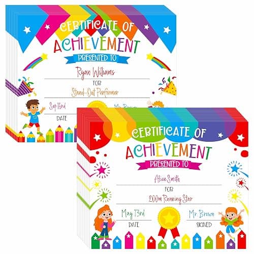 40 PCS Preschool Diploma, Certificate of Achievement in 2 Designs Colorful Certificate of Awards School Classroom Supplies for Kids Students Kindergarten Boys Girls - Image 1
