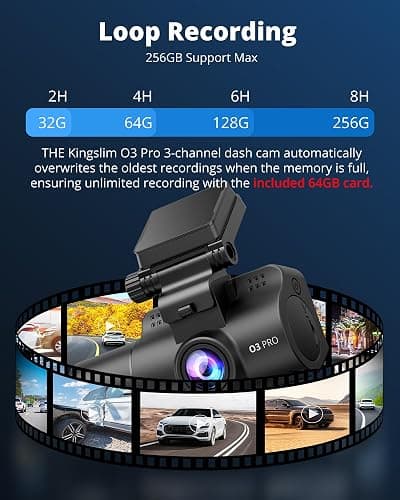 Dash Cam Front and Rear Inside, 3-Channel 2.5K FHD Dash Camera for Cars with 2" Screen, Wireless Dashcam with 5GHz WiFi, 64GB Card, Car Camera Front and Back, Auto IR Night Vision, HDR, G-Sensor thumbnail 8
