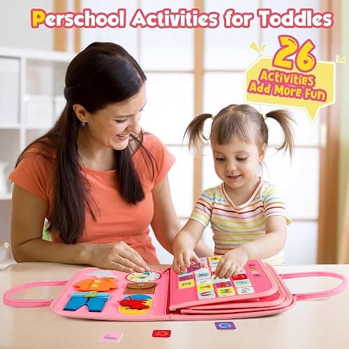 Winblo Toddler Busy Board - Montessori Toys for Toddler Girl Birthday Gift, Educational Learning Sensory Busy Book for Toddlers Girls, Toddlers Activities Travel Toys for Airplane Car thumbnail 4
