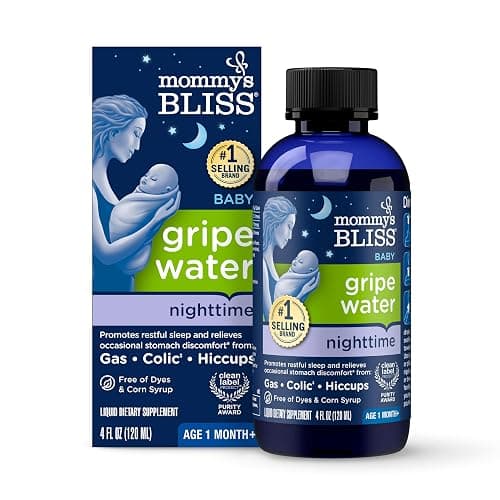 Mommy's Bliss, Bottle, Mommy's Bliss Night Time Gripe Water for Baby's Tummy Trouble - Relieves Occasional Infant Stomach Discomfort from Gas, Colic, Fussiness, Hiccups , 4 Fl Oz - Image 1