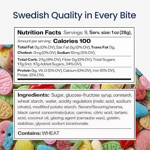 Swedish Candy Chef - Bubs Swedish Candy Mix – Sweet & Sour Gummies – Big Ovals, Skulls & More – 1/2 Pound Assorted Scandinavian Treats Imported from Sweden thumbnail 2