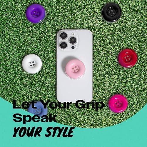 Solid Color Button Phone Grip – Minimalist Design, Durable and Lightweight, Grip and Stand for Smartphones (Red, Adhesive Type) thumbnail 3