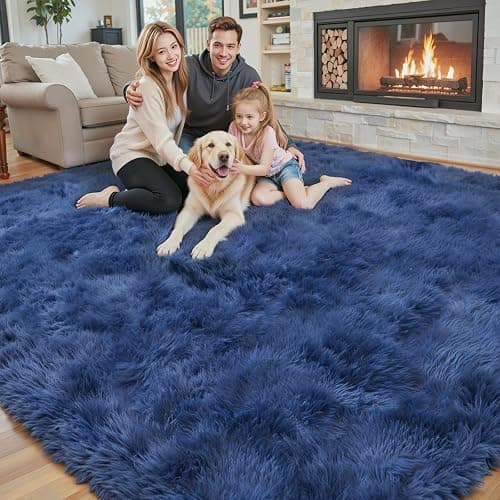 8x10 Area Rugs for Living Room Bedroom, Large Area Rug Shaggy Carpet Soft Plush Furry Bedside Rug, Rugs for Home Decor (Royal Blue, 8 x 10) thumbnail 7