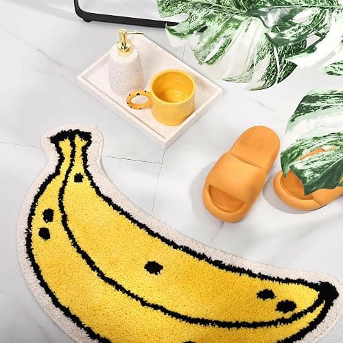 FROZZUR Banana Bath Mat, Bath Mats for Bathroom Cute Yellow Fruit Shaped Bathtub Rug Christmas Bathroom Tub Plush Shower Rugs Washable Non Slip thumbnail 7