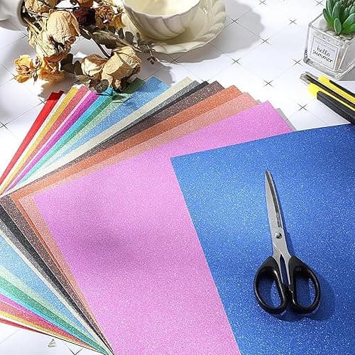 40 Sheets 20 Colors Glitter Cardstock，A5 Craft Art Glitter Paper, Card Printing, DIY Project Scrapbook Supplies thumbnail 8