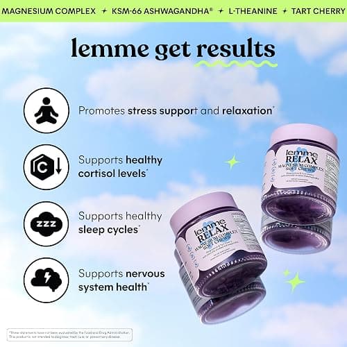 Lemme Relax Soft Chews with Magnesium Glycinate & Citrate, KSM-66 Ashwagandha + L-Theanine to Support Stress Relief, Cortisol Levels, Mood & Healthy Sleep Cycles, BlackBerry Lemonade (30 Chews) thumbnail 2
