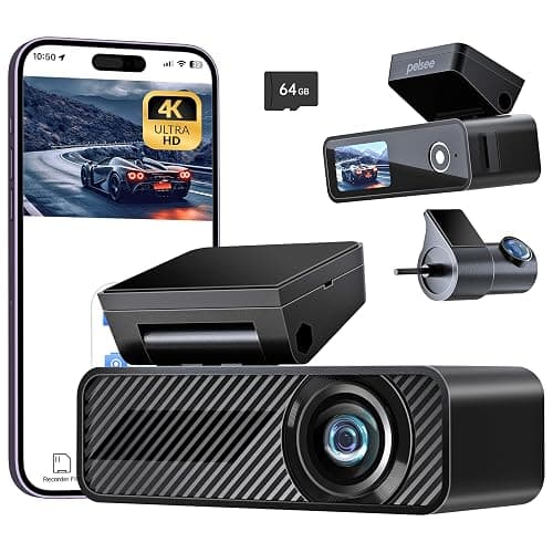 Pelsee P1 Duo 4K Dash Cam Front and Rear, 64GB SD Card, 4K+1080P Dual Dash Camera for Cars, Wi-Fi & App Control, 1.5’’IPS Display Car Camera, Voice Control, Night Vision, 24H Parking Mode, G-Sensor - Image 1