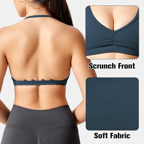YEOREO Workout Sports Bras for Women Padded Strappy Open Back Gym Bra Light Impact Criss Cross Yoga Crop Top thumbnail 3