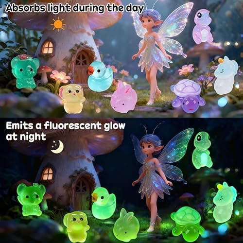 Mini Glow In The Dark Animal Resin Models, Resin Animals Mystery Bags, Individually Wrapped Blind Bags Tiny Animal Figurines, Collectible Mini Animals For Fairy Garden, DIY Crafts (50, animals) thumbnail 5