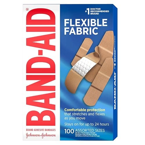BAND-AID Brand Flexible Fabric Adhesive Bandages, Comfortable Sterile Protection & Wound Care for Minor Cuts, Scrapes & Burns, First Aid Kit Essential, Non-Stick Hurt-Free Pad, Assorted Sizes, 100 Ct thumbnail 7