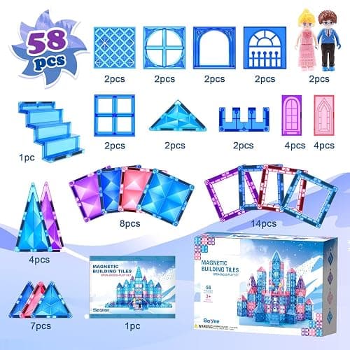 Diamond Magnetic Building Blocks - Frozen Princess Toys for 3-8 Year Old Girls & Boys - 3 4 5 6 Year Old Girl Birthday Xmas Present thumbnail 3