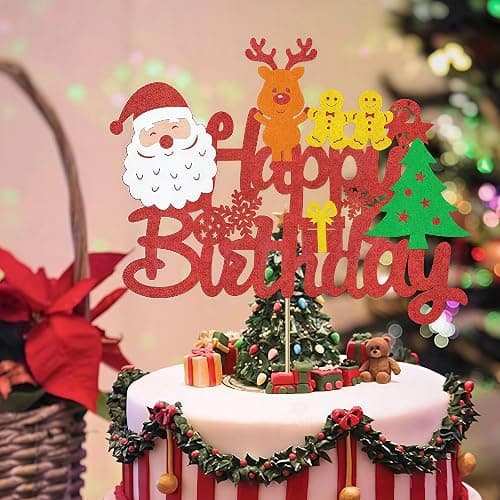 Merry Themed Happy Birthday Party Decorations,Christmas Supplies Plates Napkins, Cups Tableware, Birthday Banner, Cake Topper Snowman Backdrop Tablecloth, Colorful Printed Balloons for Kids and Adults thumbnail 9