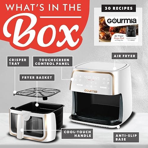 Gourmia 8 Qt Air Fryer, 8 Presets with Digital Display, FryForce 360° Technology, Easy View Window & Interior Light, Dishwasher Safe Basket, White thumbnail 7