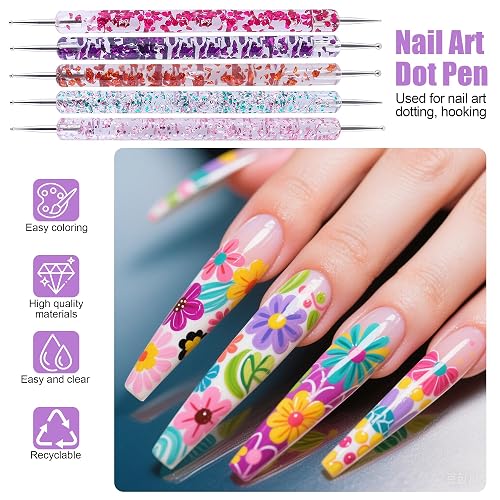 Artdone 38Pcs Nail Striping Tape Lines Kit With Nail Art Pens Dotting Tools And Liner Brushes For Gel Polish Small Detail Drawing Design Paint thumbnail 6
