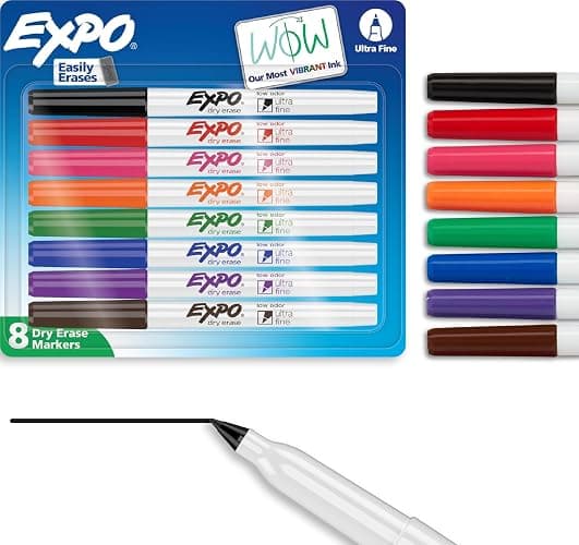 EXPO Dry Erase Markers, Low Odor Ink, Assorted Colors, Ultra Fine Tip, 8 Count - Whiteboard, Calendar, Organization, School Supplies - Image 1