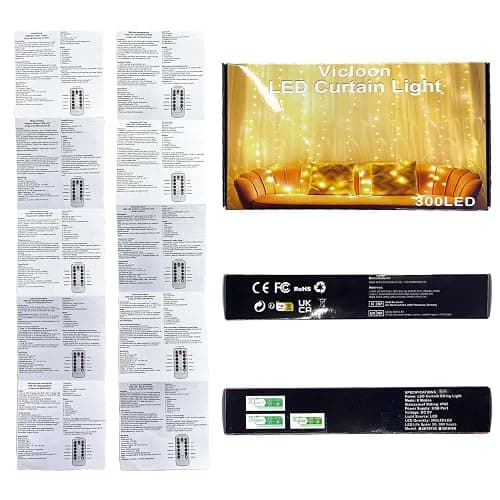 Vicloon 3mx3m Curtain Fairy Lights, 300 LED Curtain Lights, Waterproof Window String Light with Remote Control Timer for Decorate, Outdoor, Indoor, Party, Bedroom thumbnail 8