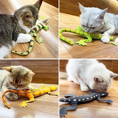 CiyvoLyeen Lizard Catnip Toys Chew Bite Resistant Toys for Indoor Cats Boredom Relief Teeth Cleaning Interactive Funny Cute Kitten Cat Lover Gifts Christmas Birthday Presents Set of 4 thumbnail 6