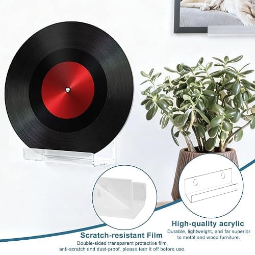 EUIOOVM 10 PCS Vinyl Wall Mount Acrylic Shelves 10CM Vinyl Record Display Stick on Shelves 4 Inch Clear CD Display in Home Office thumbnail 4