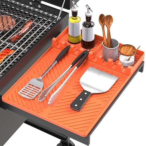Silicone Grill Mat Compatible with Blackstone, BBQ Griddle Tools Mat with Drip Pad, Spatula Mat for Outdoor Kitchen Counter, Gifts for Men (Orange) thumbnail 7