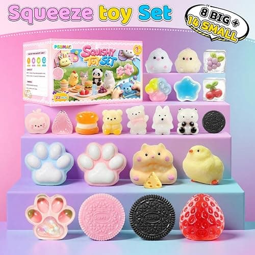 PSBMAC 22PCS Squishy Toys Set, Adorable Fidget Toys Kit for Kids & Adults | Soft TPR Squeeze Toys, Squishies Ideal for Anxiety Stress Relief, Party Favors Classroom Birthday Gifts for Boys & Girls thumbnail 8