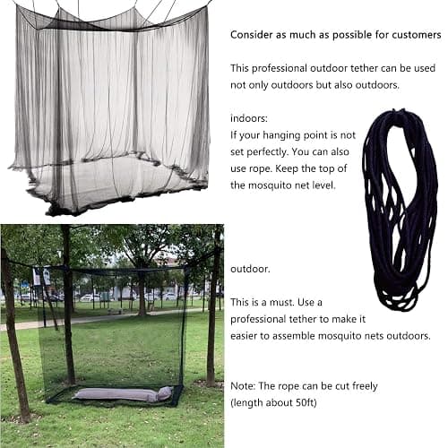 Bed Canopy, Canopy Bed Curtains Bed Drapes for Full Queen King Size Bed Mosquito Net Bed Canopy Curtains for Patio Indoor Outdoor Gothic Room Decor Screen Netting Canopy Curtains Blcak thumbnail 4