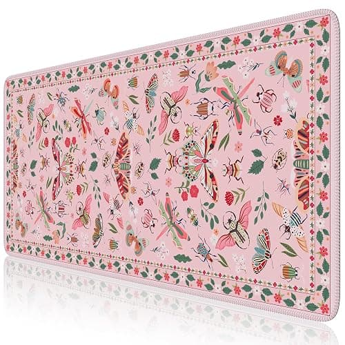 iCasso Pink Desk Pad Mat, XXL Large Mouse Pad, Desk Matt for Desktop, Anti-Slip Big Mousepad with Stitched Edges, Mouse Mat for Computer(Pink) - Image 1