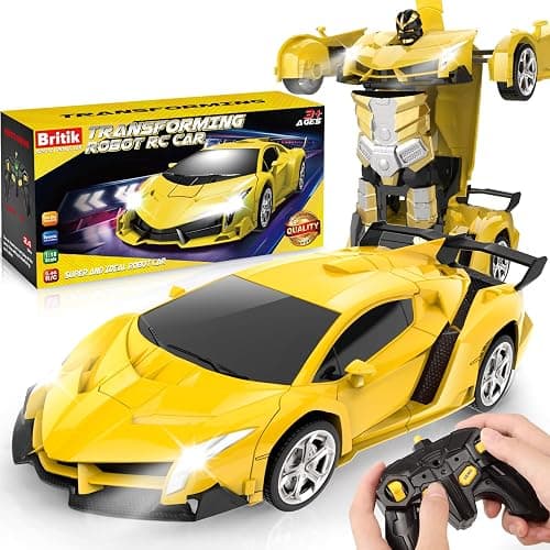 Britik Transform Remote Control Car Toy for Kids 4 5 6 7 8, Remote Control Car for Boys 4-7, Transform Cars for Boys 4-6, Toy Car 5 Year Old Boy, Toys for 3 4 5 6 7 8 9 10 11 12 Years Old Boy - Image 1