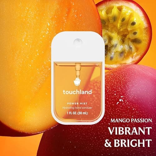 Touchland Hydrating Hand Sanitizer Spray, JUICY 5 Set (Citrus, Berry, Watermelon, Peach, Mango), 1 FL. OZ. Travel Size Power Mist Sprays (Set of 5) thumbnail 4
