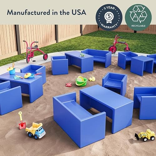 Children's Factory 3-in-1 Cube Chair for Kids, Flexible Seating Classroom Furniture, 1-Pack, Blue thumbnail 3