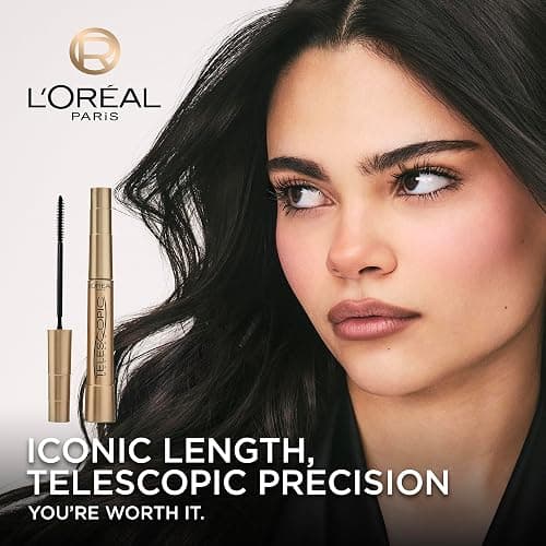 L’Oréal Paris Telescopic Mascara, Eyelash Lengthening Mascara, Unique Non-Clumping Formula, Delivers Intense Length, For Sensitive Eyes, Blackest Black, 8 ml thumbnail 2