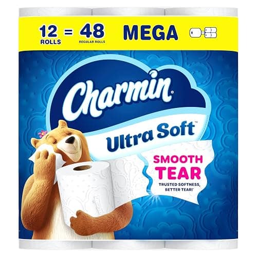 Charmin Ultra Soft Toilet Paper, 12 Mega Rolls = 24 Regular Rolls, 2-ply Bath Tissue - Image 1