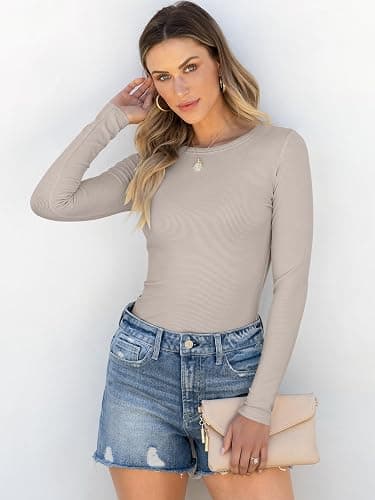 ANRABESS Women Long Sleeve Shirts Rib Knit Slim Fit Tops Basic Tee 2025 Fall Outfits Casual T-Shirt Underscrubs Layer Clothes thumbnail 3