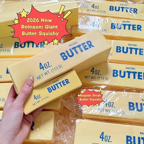 9.5 Inch Giant Butter Squishy Toy, Big Butter-Shaped Slow Rising Squishy Realistic Food Squishies, Large Sticky Butter Sticks Squeeze Toys for Anxiety Relaxation (Butter) thumbnail 4