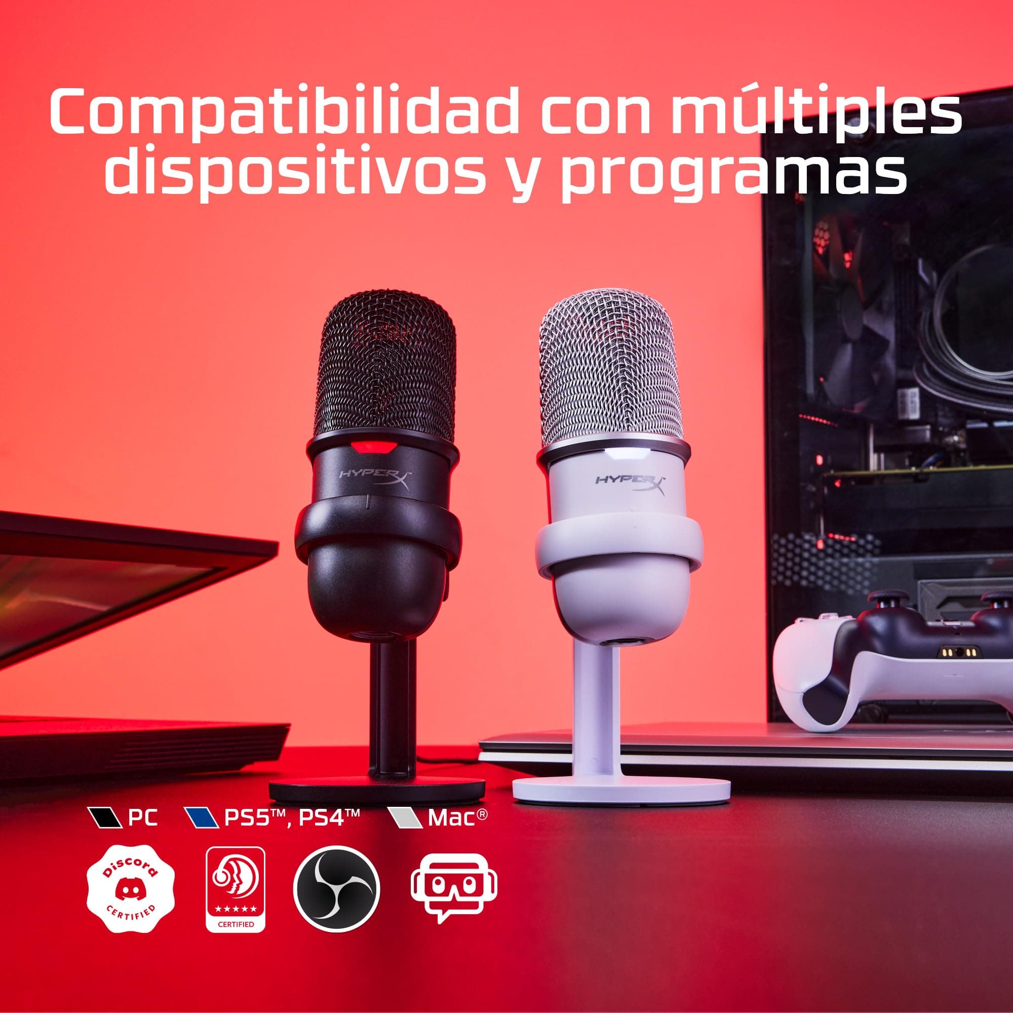 HyperX SoloCast - Micrófono Condensador USB para PC, PS4 y Mac, Sensor de Llave para silenciar, patrón Polar cardioide, Juego, transmisión, podcasts, Twitch, Youtube, Discord thumbnail 9