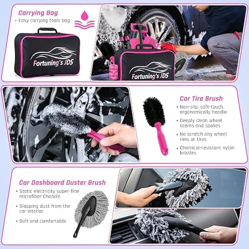 38PCS Car Detailing Kit Interior Cleaner with High Power Handheld Vacuum, Car Wash kit with Detailing Brush Set,Car Interior Detailing Kit,,Pink Car Accessories for Motorcycle,Cars,Gift for Women thumbnail 4