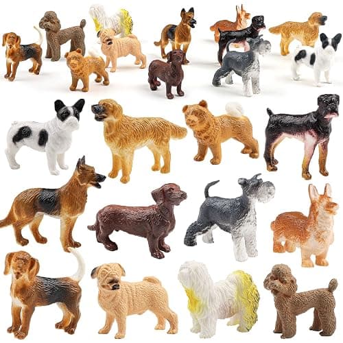 DOITEM Dog Figures for Kids, 12pcs Plastic Realistic Puppy Figurines, Small Dog Cake Topper, Learning Educational Toys Cake Toppers Birthday Gift for Kids Toddlers thumbnail 8