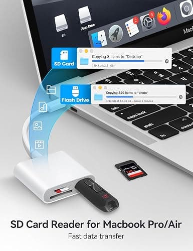 USB C to SD Card Reader, BnmxTek SD Card Adapter with SD MicroSD USB 3 Ports, USBC Memory Card Reader for iPhone 15 16, iPad, Mac, MacBook Pro/Air, Android and More USB-C/Type C Devices thumbnail 3