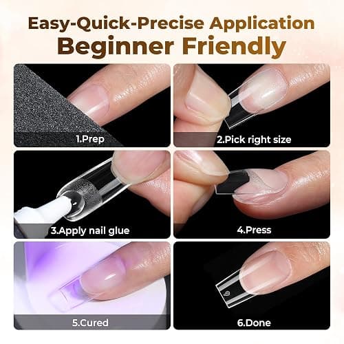 UNA GELLA Square Straight Nail Tips Medium 504PCS Pre-Etched French Style | 12 Sizes Full Cover Flexible Soft Gel, Suitable for Women Salon Use & Home DIY Press On Nail Extensions thumbnail 9