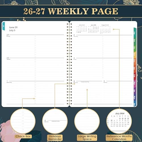 Planner 2026-2027 - Academic Planner 2026-2027, July 2026 - June 2027, Weekly & Monthly Planner, 8'' x 10", Calendar Planner, Colorful Monthly Tabs, Twin-wire Binding, Back Pocket, Holidays thumbnail 5