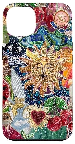 Vintage Mosaic Collage Sun Celestial Mosaic Tiles Trendy Case for iPhone 13 - Image 1