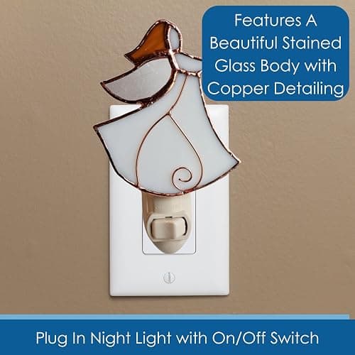 Gift Essentials Angel Plug in Night Light - Stained Glass Nightlight with On/Off Rocker Switch - Includes One 4 Watt Replaceable Incandescent Warm Glow Bulb thumbnail 3